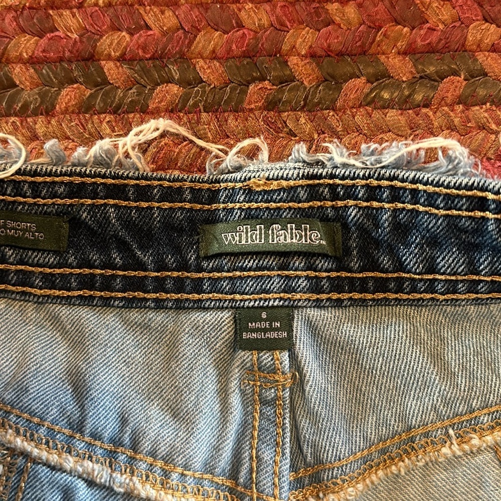 Patchwork Denim Highest Rise Cutoff Button Fly Sh… - image 3